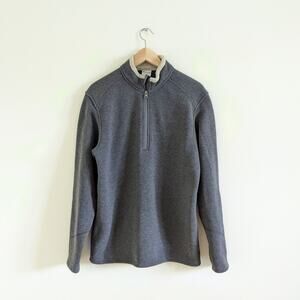 Columbia Men's 1/4 Zip Knit Pullover Size Small Gray Fleece Lined Sherpa Collar